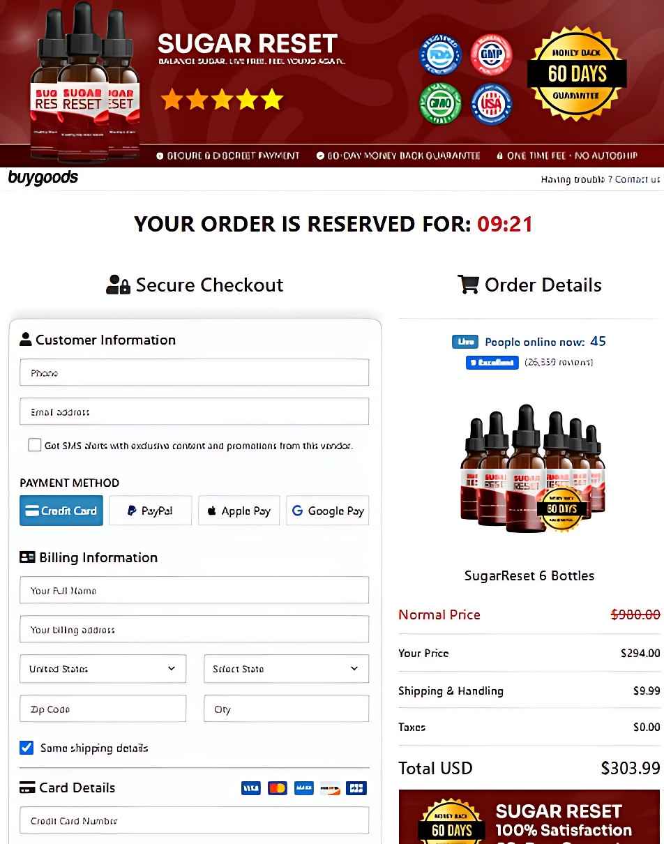 Sugar Reset Dops- Secure Checkout Page